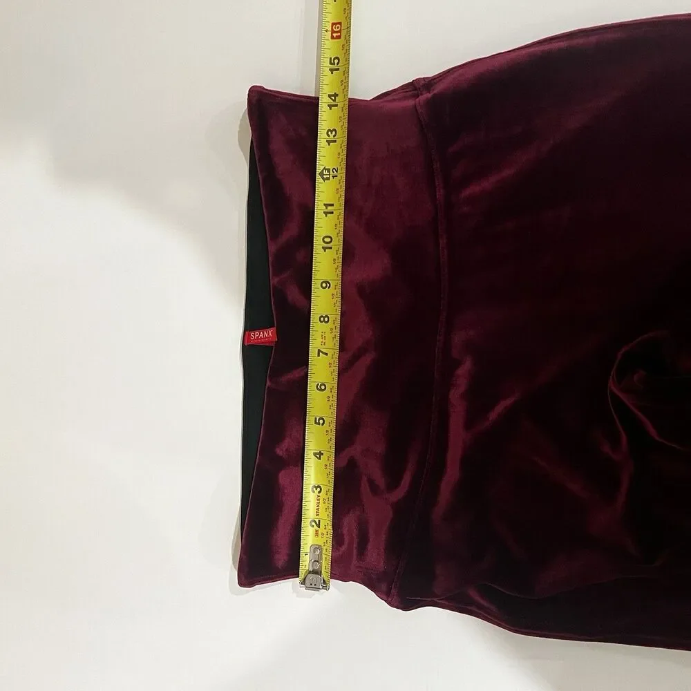 Spanx Womens Leggings Velvet High Waist Ankle Rich Burgundy Red Size Xl Holidays - Picture 9 of 11